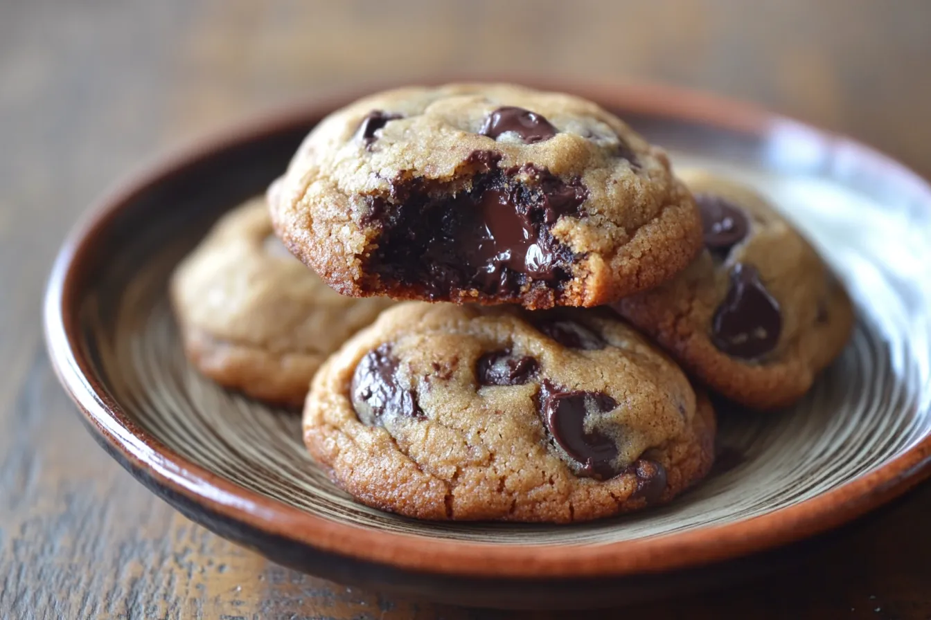Small batch chocolate chip cookies on a plate